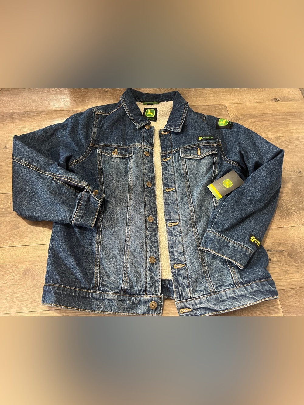 John Deere Denim Trucker Sherpa Lined Jacket Size XL (14-16) New